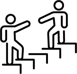 Two people progressing together