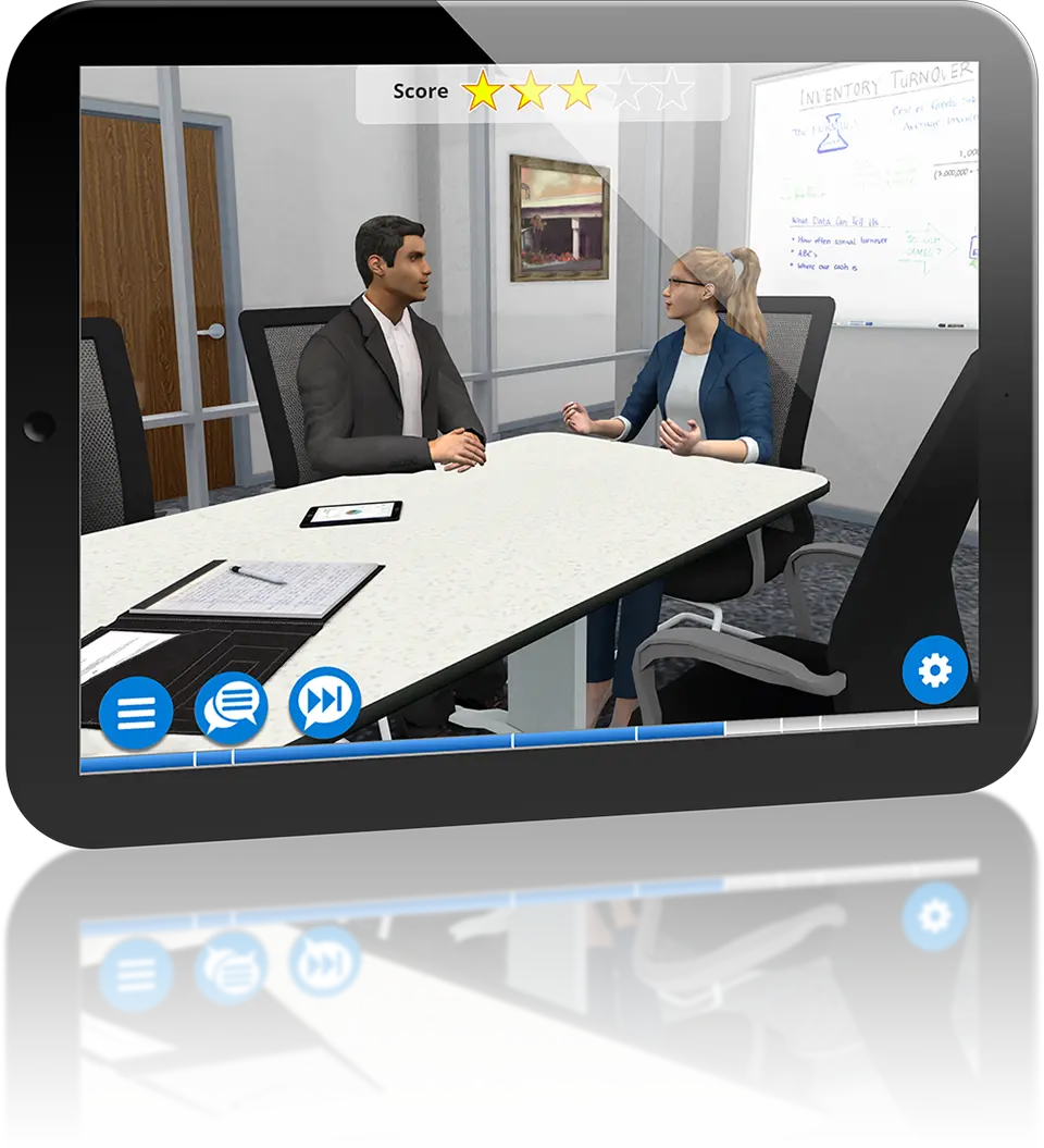 AliveSim guided scenario running on a tablet