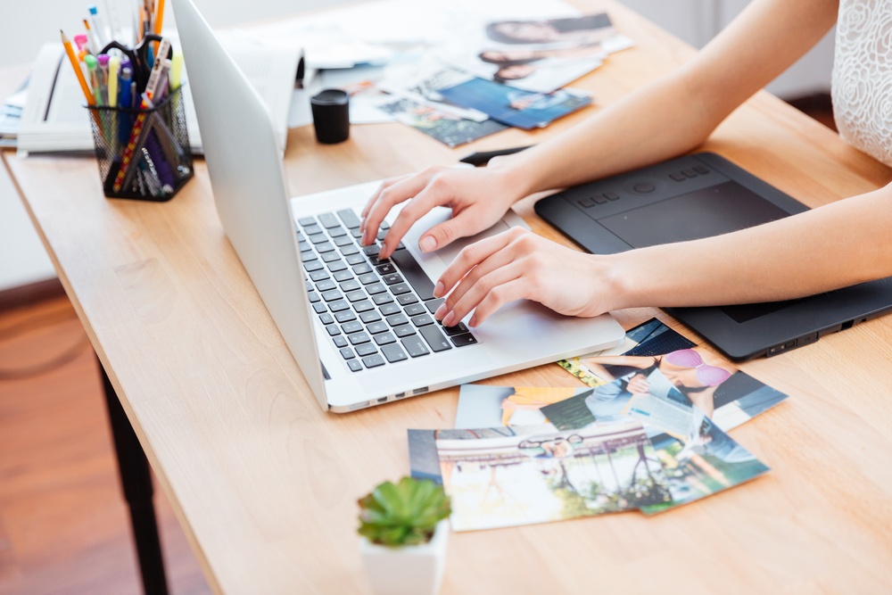 Woman using laptop