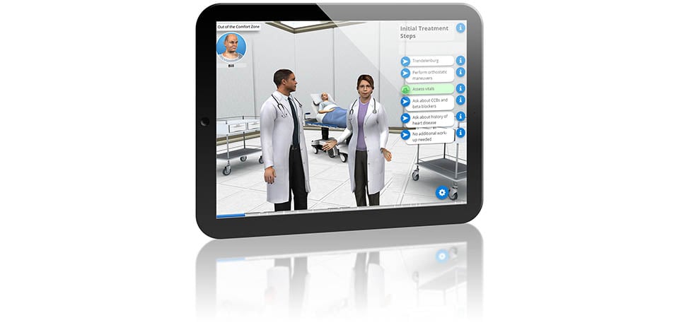 AliveSim virtual reality training simulation running on a tablet